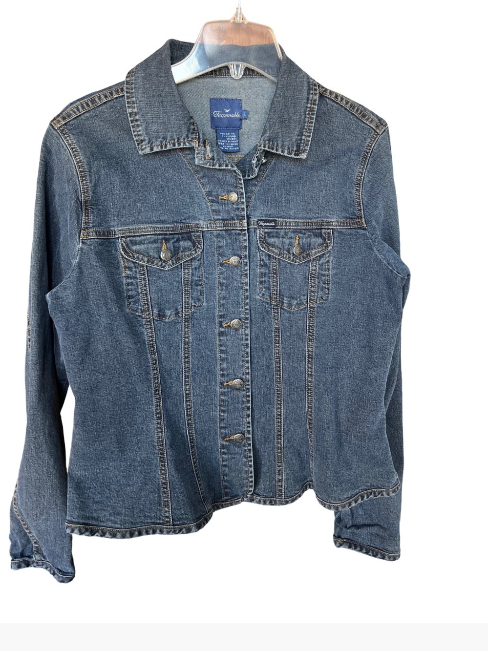 Facconable Blue Denim Jean Jacket size L!
